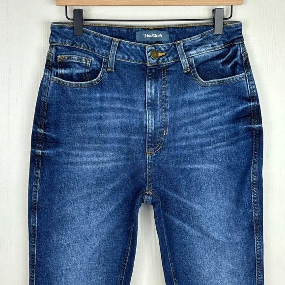 ModCloth Jeans Womens 30 Blue Boyish Straight High Waist Stretch Boho - Picture 2 of 13